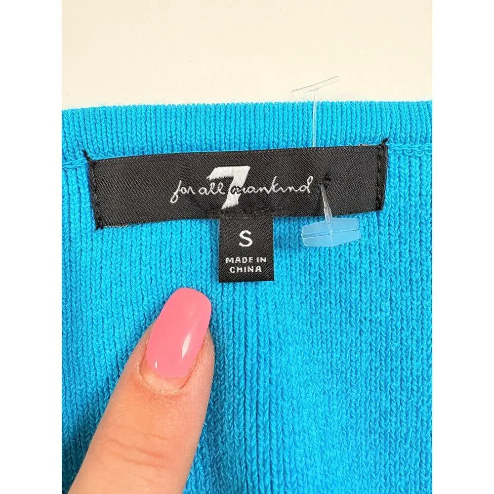 NWT Turquoise Knit Two-Piece Skirt Tie Front Cardigan Midi Skirt Resort Coastal